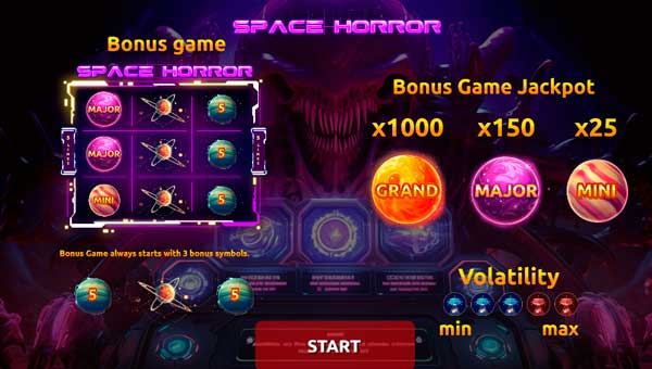 Бонусные игры и фриспины Space Horror